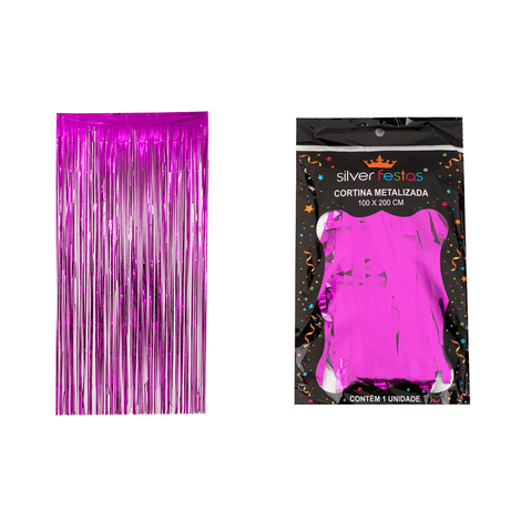 Cortina Metalizada Rosa Pink 100x200cm - Silver