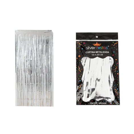 Cortina Metalizada Prata 100x200cm - Silver