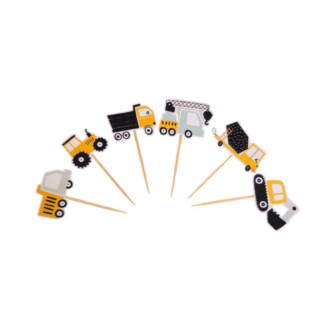 - Topinhos para Cupcakes - 6 unidades - Construção Carros