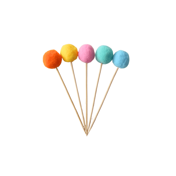 Topinhos para Cupcakes Pompons 3cm - 5 unidades - Flores Coloridas