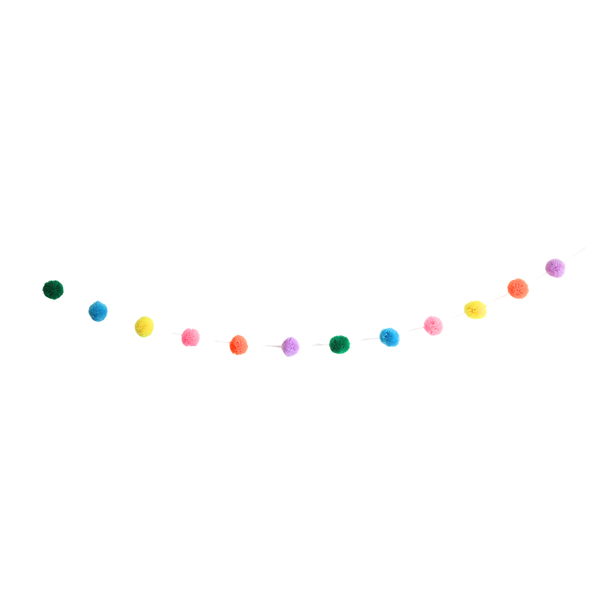 Varal Com 12 Pompons Coloridos