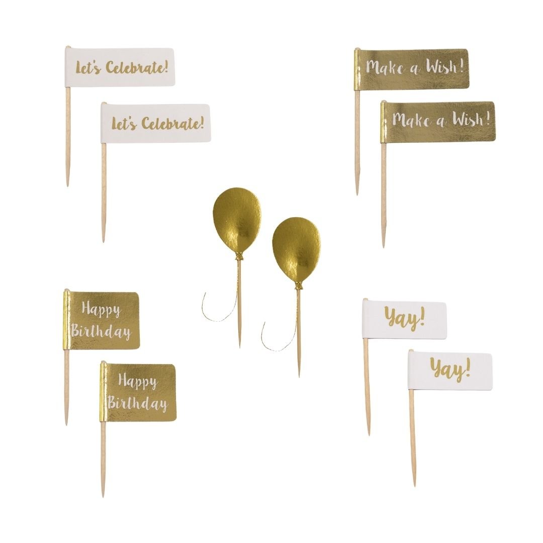 - Topinho para Doces - Happy Birthday Dourado