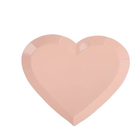 Prato de Papel Coração com 8 unidades - Rosa Blush