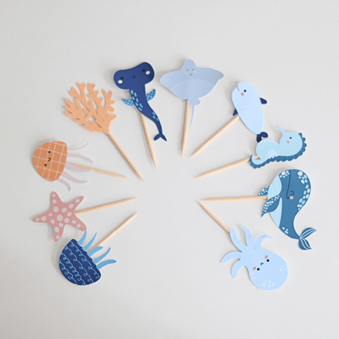 - Topinhos para Doces - 10 unidades - Fundo do Mar