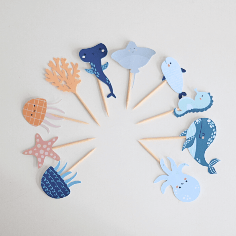 - Topinhos para Doces - 10 unidades - Fundo do Mar