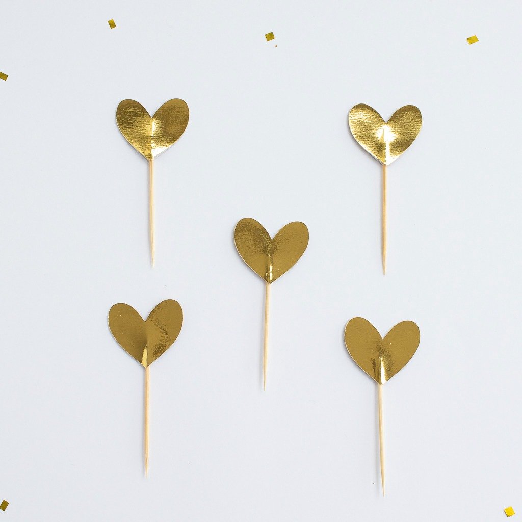 - Topinhos para Doces - Coração Dourado