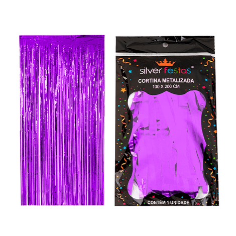 Cortina Metalizada Roxa 100x200cm - Silver