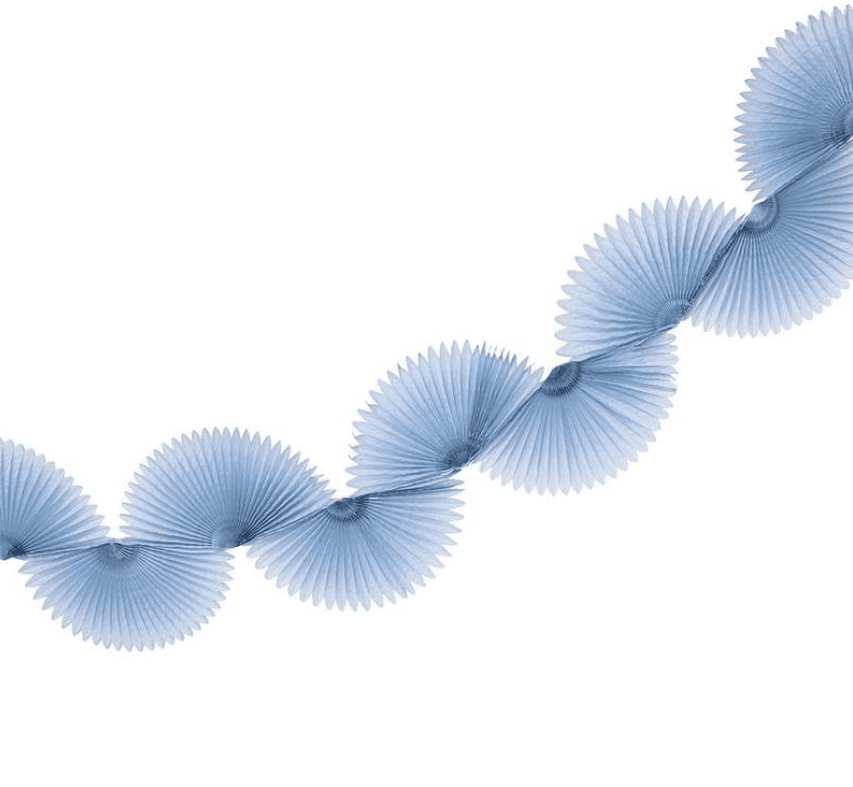 - Bandeirola Leque de Papel Seda - Azul Jeans