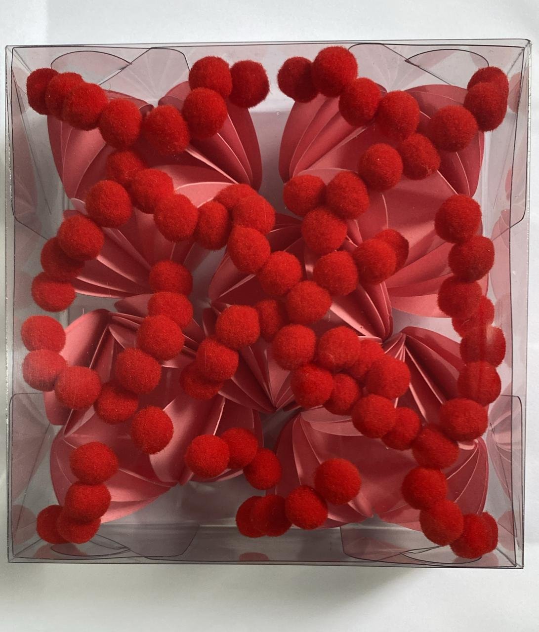 Forminha Rosa Bebê com pompom Vermelho - 20 unidades