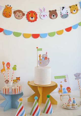 Decoração de festa tema Animais da Arca montada