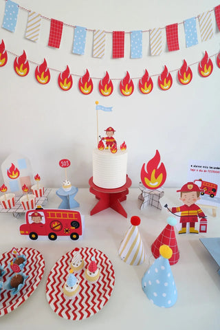 Decoração de festa tema Bombeiro montada