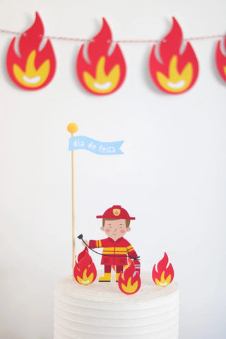 Decoração de festa tema Bombeiro montada