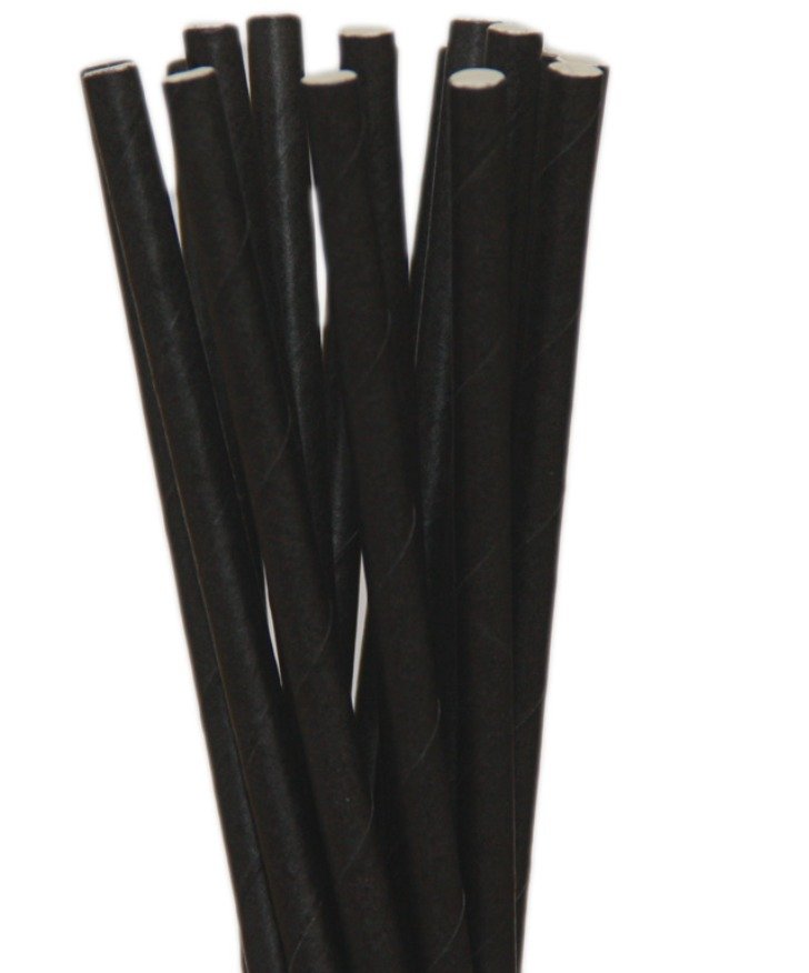 Canudo de Papel Liso Preto 20 Unidades