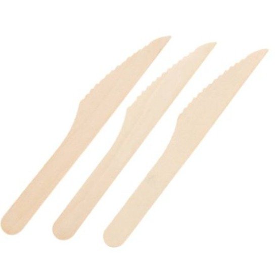 Faca Madeira com 10 unidades - Liso Natural 14 cm