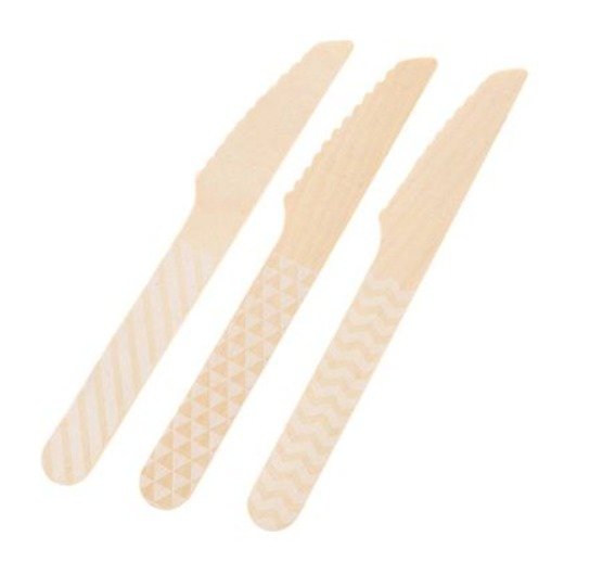 Faca Madeira com 10 unidades - Detalhes Branco 14 cm