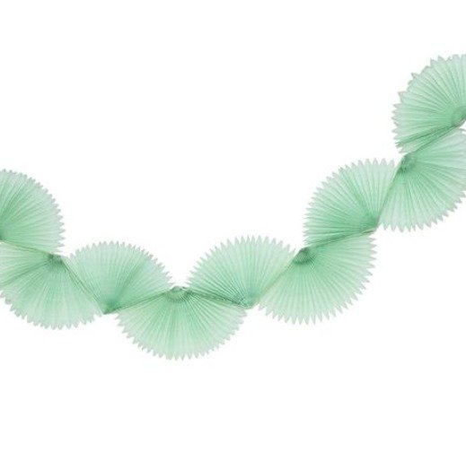 - Bandeirola Leque de Papel Seda - Verde Menta